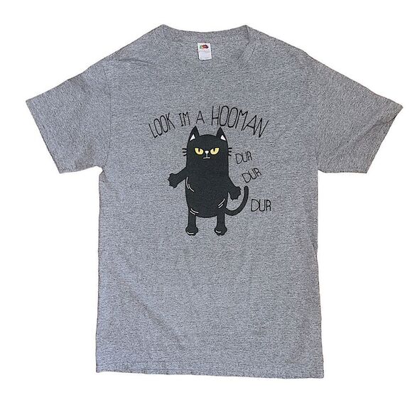 Black Cat Funny Look I’m A Hooman Shirt Tee T-Shirt Top Small S - Picture 1 of 2